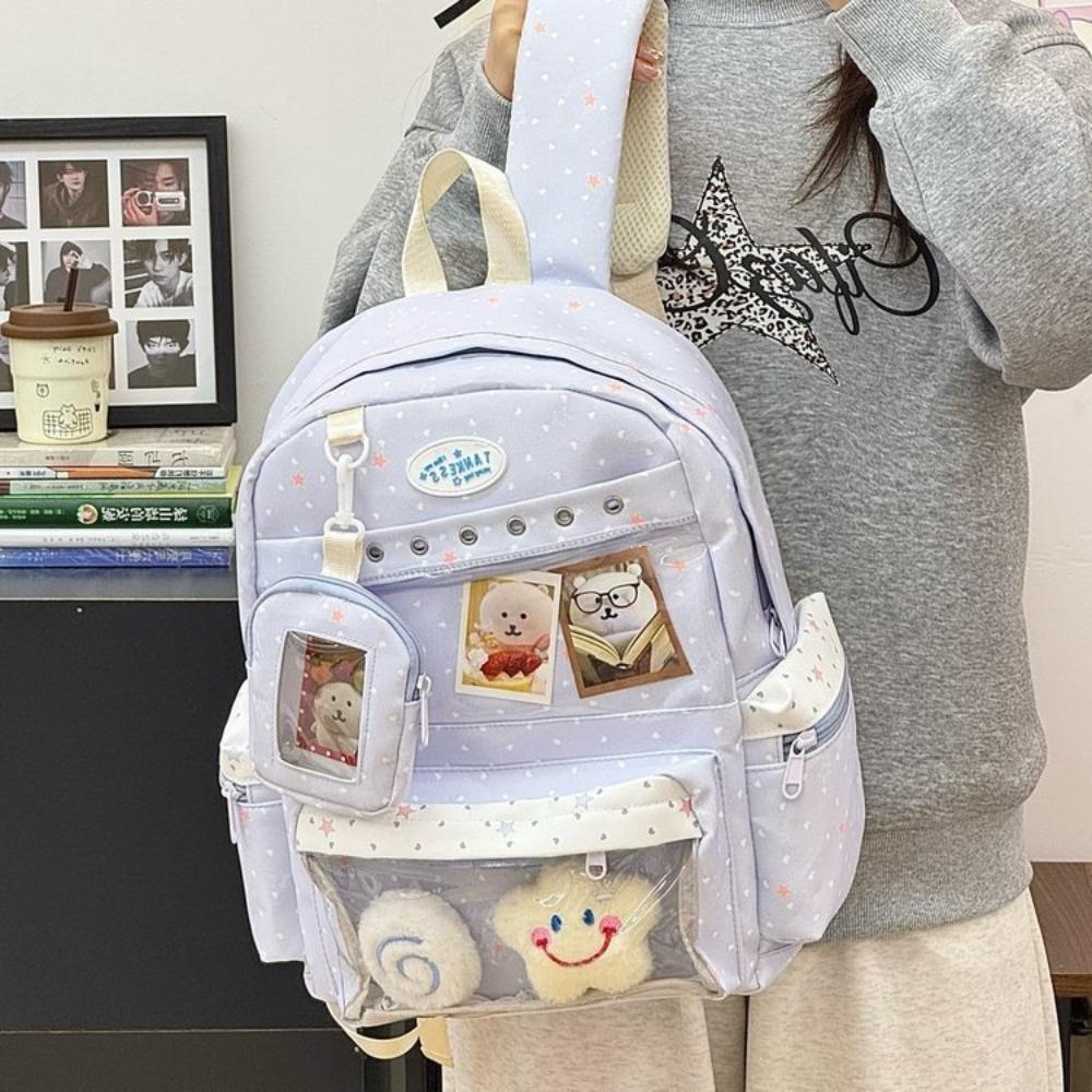 Sweet and Cute Polka Dot Star Ita Bag Lightweight Large Capacity Women's Backpack Fashionable Casual Backpack for Going Out