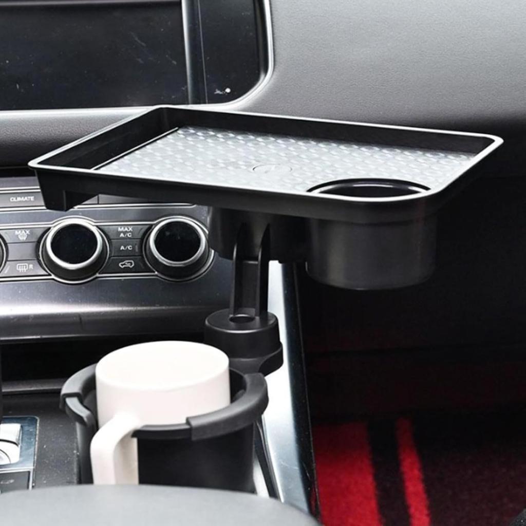 Vehicle-Mounted Multifunctional Water Cup Holder Tray Black Adjustable Cup Holder Dining Plate Expandable Bracket Storage Space-Saving