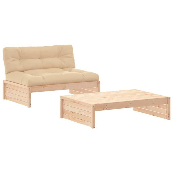 VidaXL Salon de Jardin avec Coussins 2 pcs, Canapé avec Dossier, Ensemble de Meubles avec Table Basse Patio Terrasse, 3186130