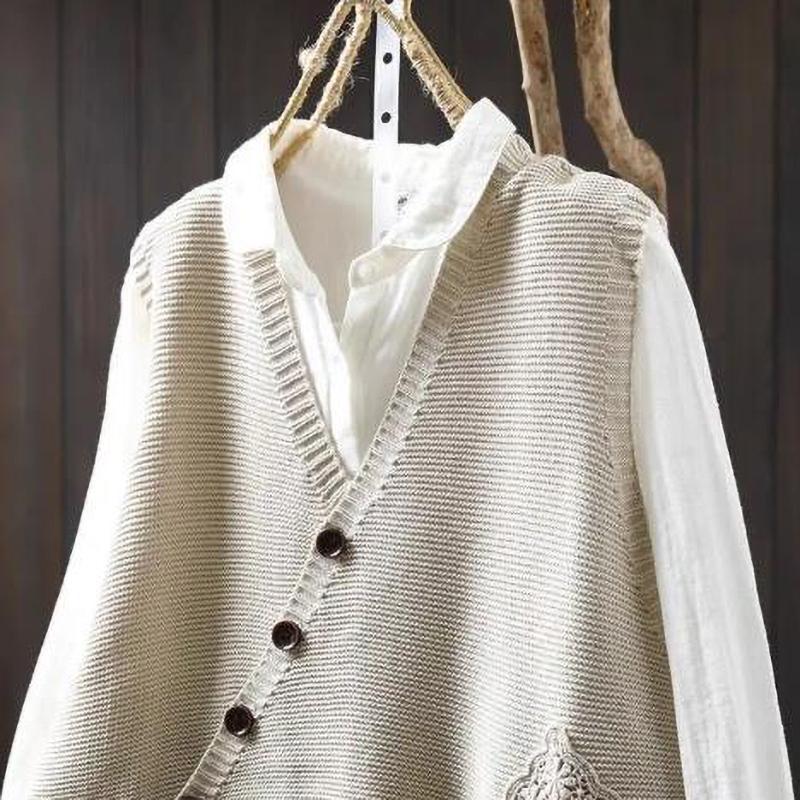 Winter V-Ausschnitt Weste Damen Locker Geschnitten Layering Strickjacke Herbst Warm Mode Übergroß Ärmellos