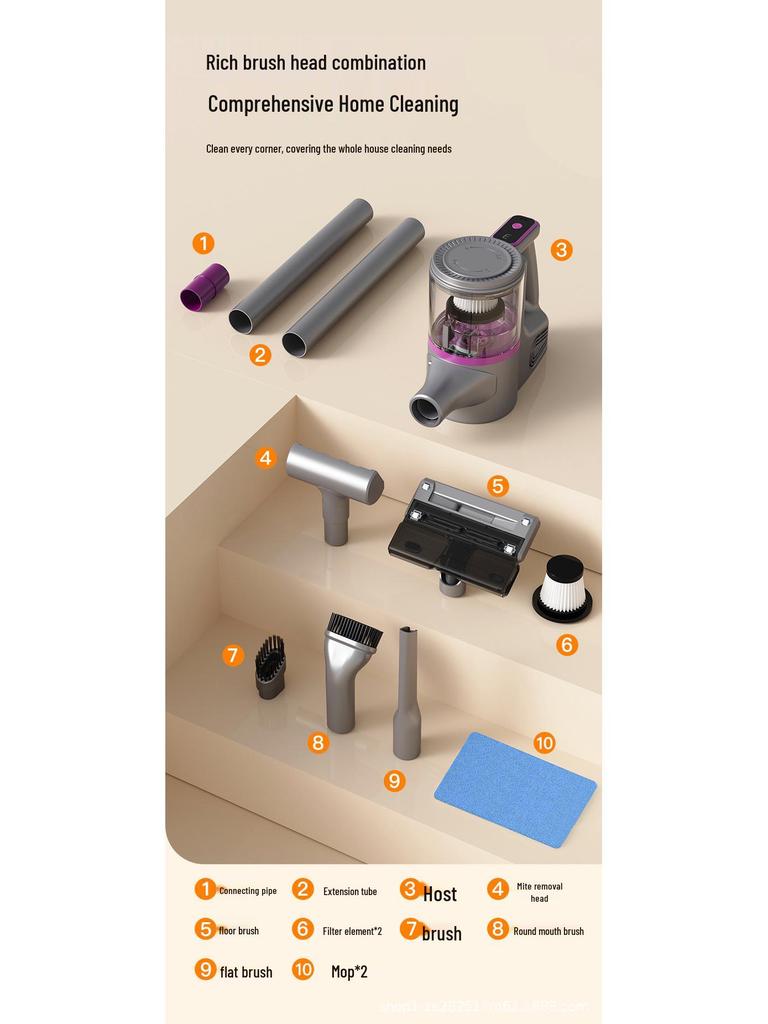 Cross-Border Wireless Handheld Upright Vacuum Cleaner: Large Suction, Mite Removal, Mop All-in-One, Brushed with Water Tank