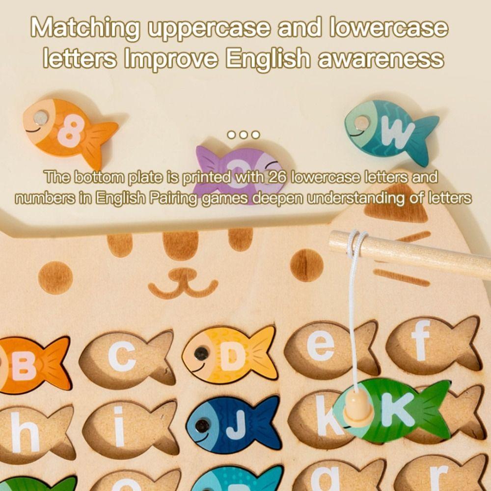 Montessori Alphabet Fishing Toy Set Magnetic Number Fishing Game Toys  Birthday Gift