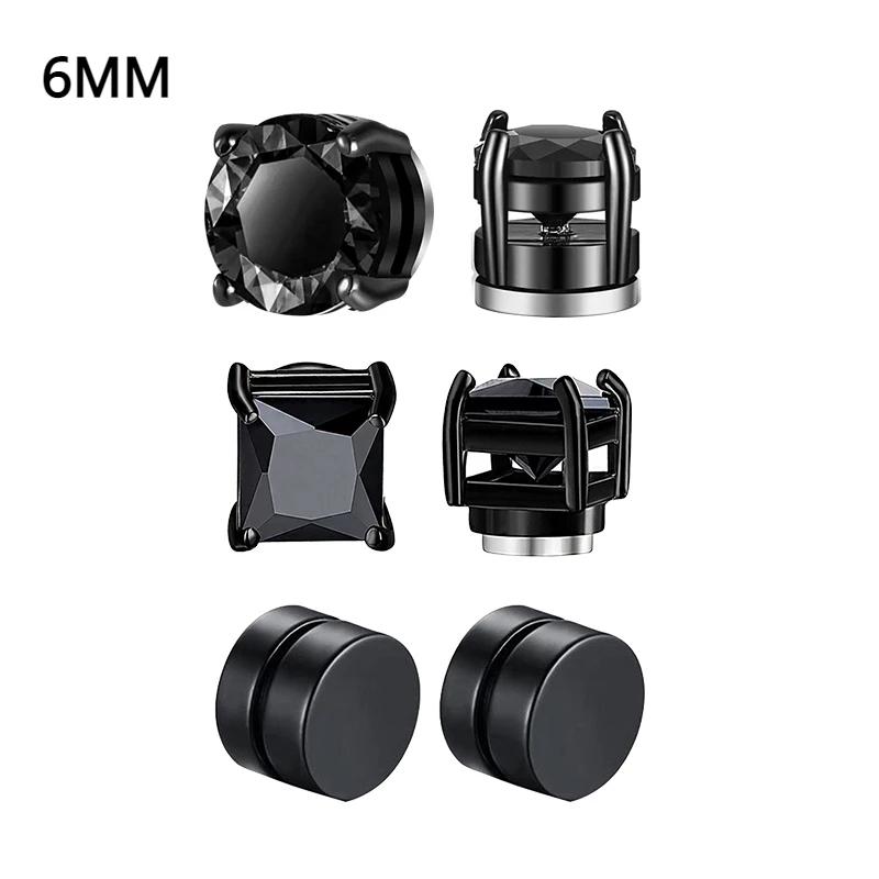 Crystal Strong Magnetic Ear Stud Clip Earrings for Men and Women Punk Round Zircon Magnet Earrings Non Piercing Jewelry