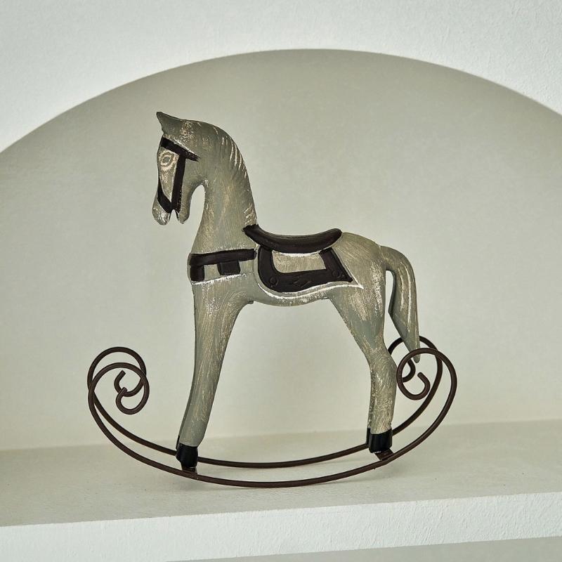 Hölzerne Schaukelpferd Statue Skulpturen Dekorative Tierfiguren Tischdekoration Heimdekorationen Geburtstagsgeschenk