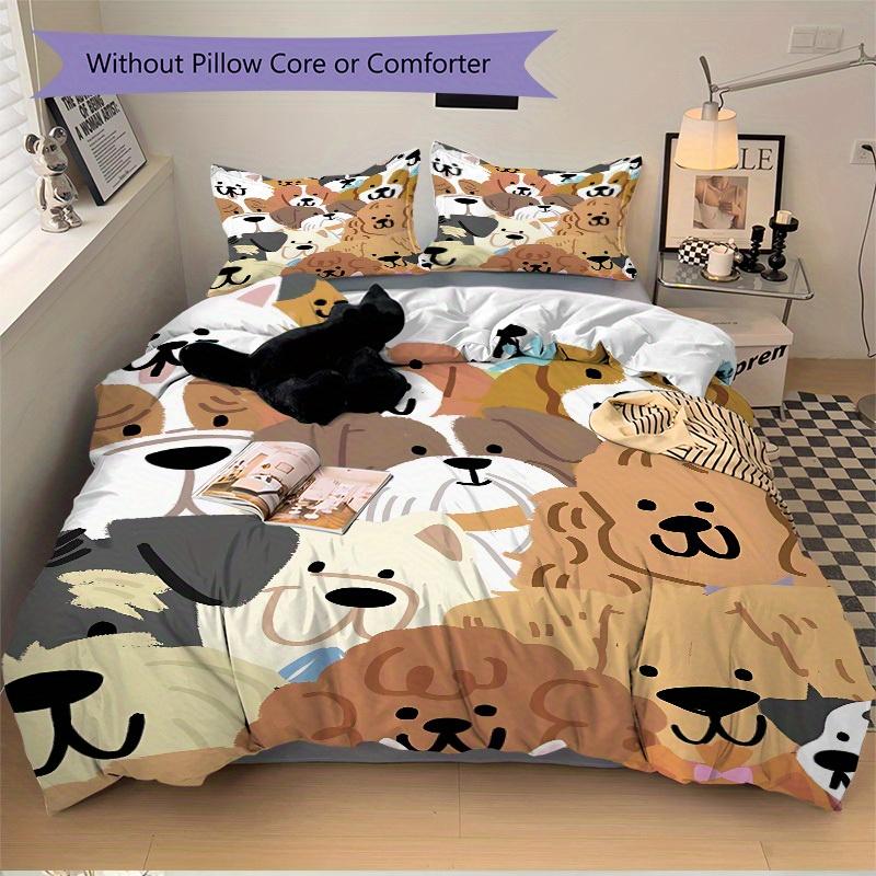 3pcs Cute-Dogs Bedding Set, Ideal for Home Use, Suitable for Bedroom Decor (1*Duvet Cover + 1/2*Pillowcases, No Core) yy250821227