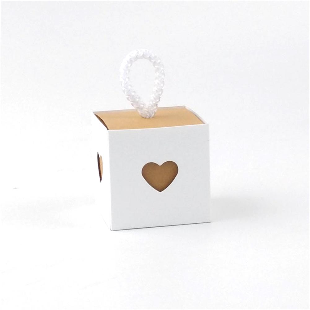 50pcs Kraft  Paper  Gift Box Recyclable Beautiful Simple Heart-to-heart Design Retro Candy Packaging Box For Gift Wrapping