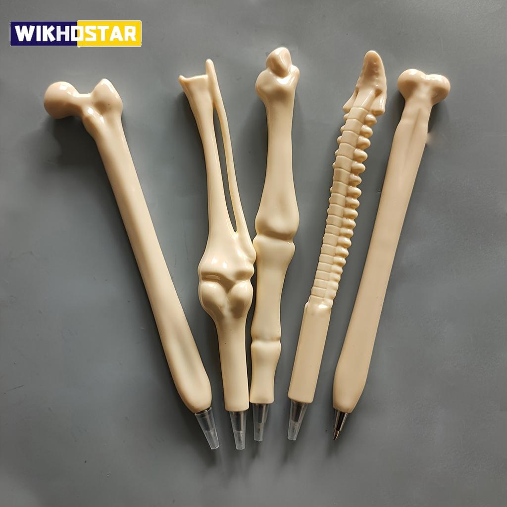 5pcs/pack Creative Bone-Shaped Ballpoint Pens Fun Unique Gift For Nurses Doctors Office Use Medical Notebook Writing Supplies