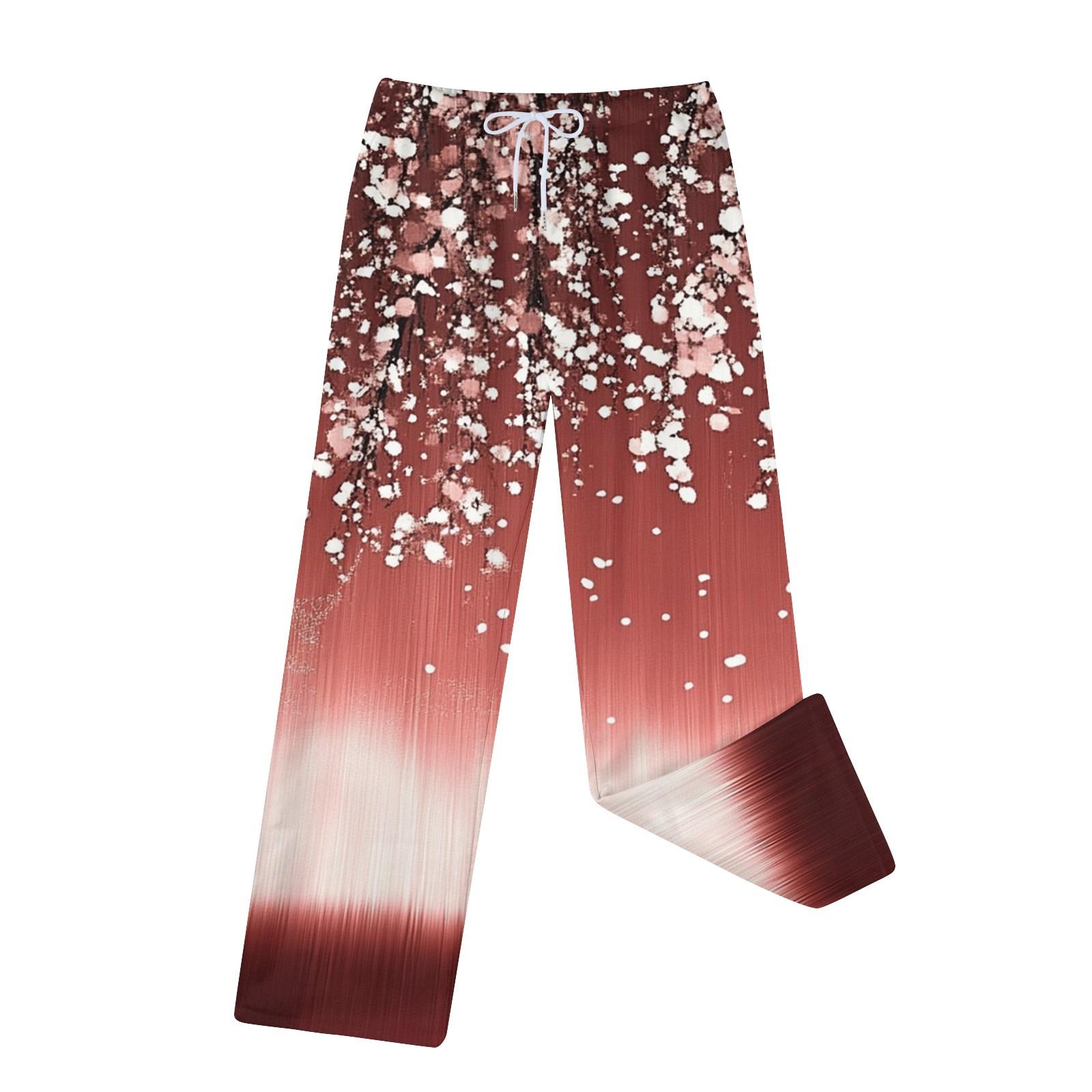 

Женские зимние модные прямые плюшевые утолщенные брюки с завязками и карманами XL арбуз красный