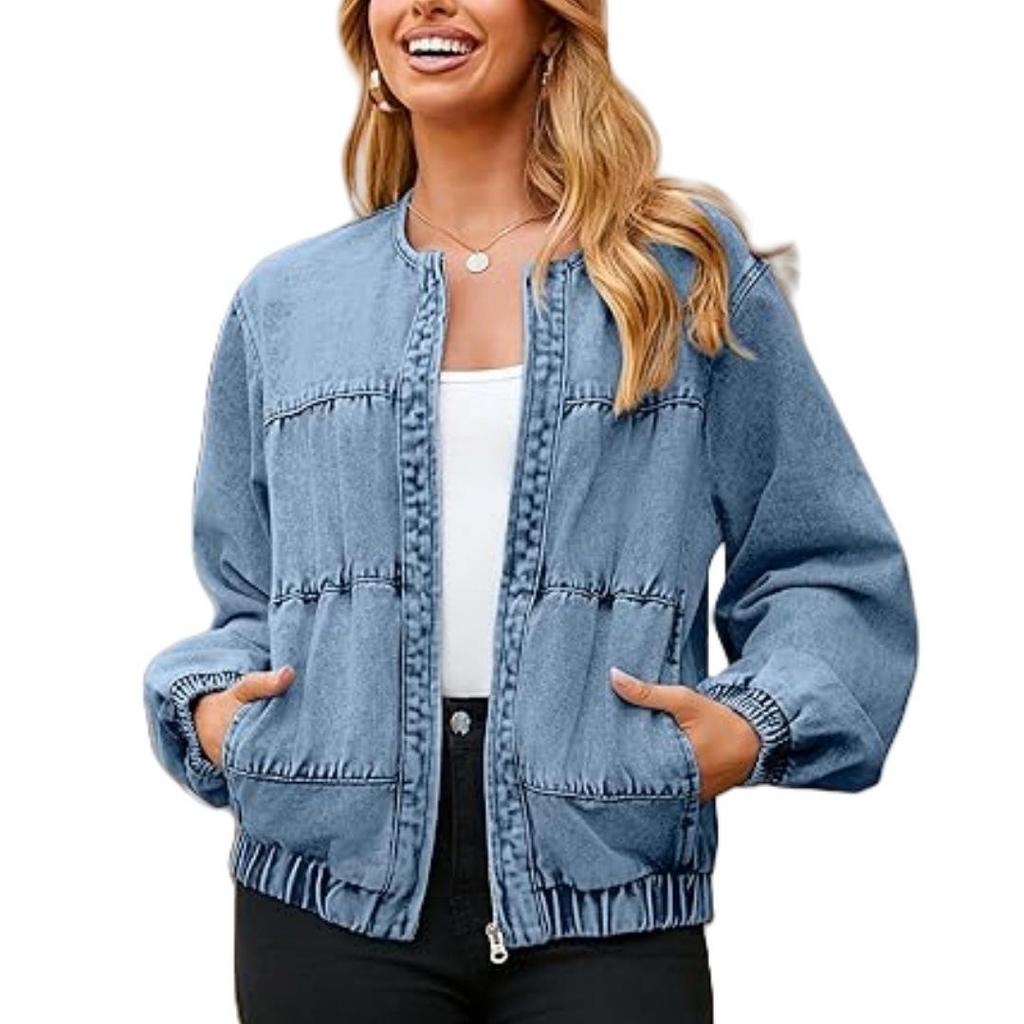 Women's European & American Patchwork Denim Cardigan - Spring/Fall 2025 Collection