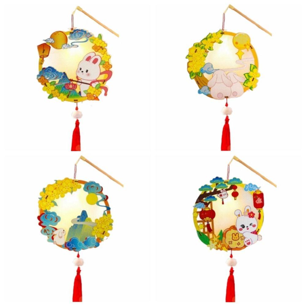 Wooden Festival Lantern Material Pack Creative Ancient Style Rabbit Lantern  Party Supply
