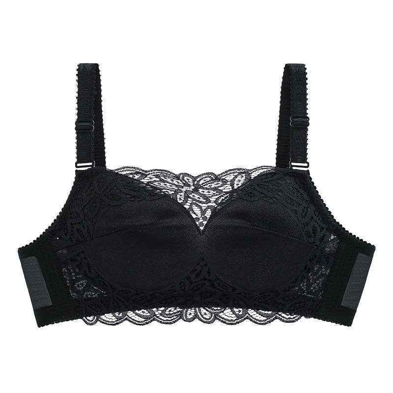 

fashion Lace comfortable gathering thick mold cup underwear no steel ring charming 90 чорний