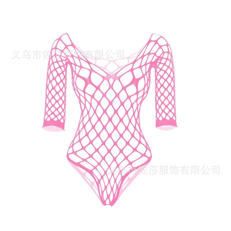 Sex Underwear Hollow Mesh One-piece Mesh Stockings Three-point Bikini Long Sleeves