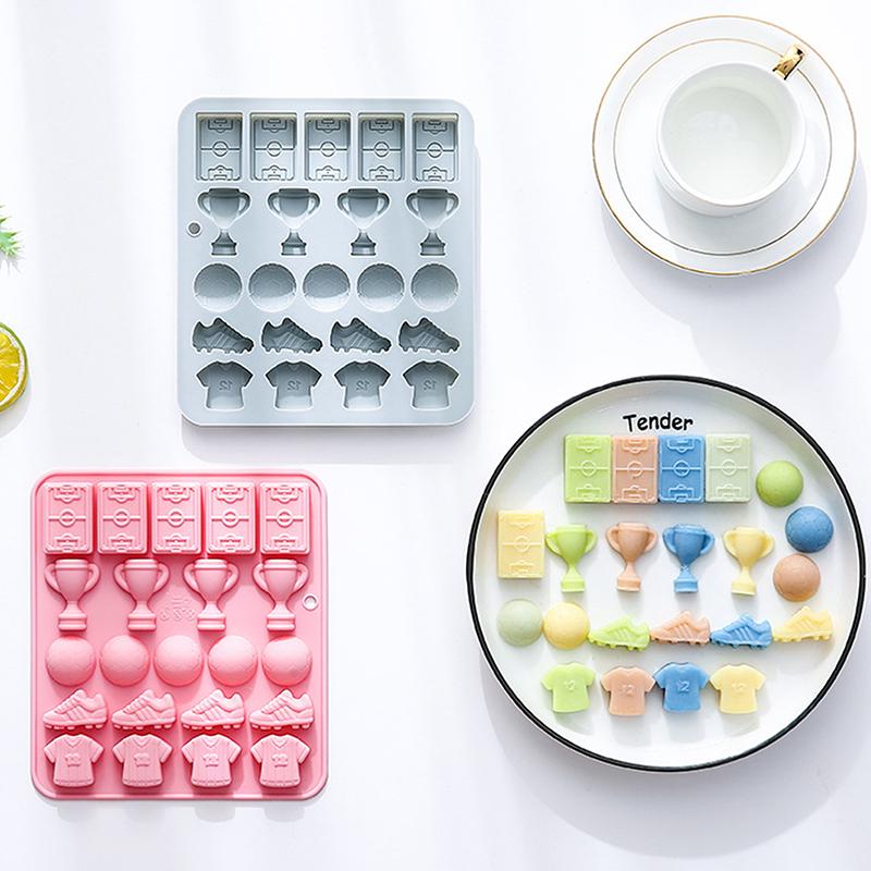Football Chocolate Mold 22 Cavities Soccer Sports Theme Silicone Candy Molds Trophy Cup Ball Jersey Shapes Baking Mould