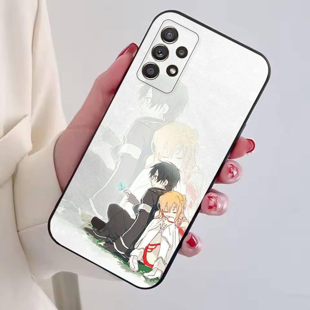 Sword Art Online Kirito and Asuna Phone Case For Samsung S25,S24,S21,S22,S23,S30,Ultra,S20,Plus,Fe,Soft Silicone Black Cover