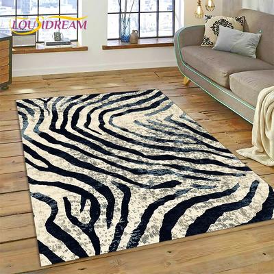 Bunter Zebra Streifen Leopard Tiger Teppich für Schlafzimmer Wohnzimmer Zuhause Sofa Dekoration, Kinder Spiel Große Deko Bodenmatte
