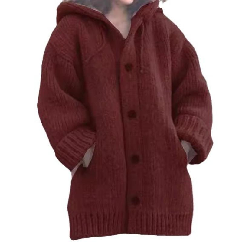 Beliebte Damenbekleidung Mittlerer und langer Pullover Neue Strickjacke mit Kapuze