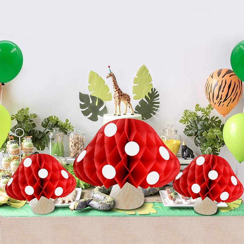 Mushroom Honeycomb Ball Wedding Party Scene Decoration Ornament Paper Flower Ball Happy Birthday Party Decor Kids Adults