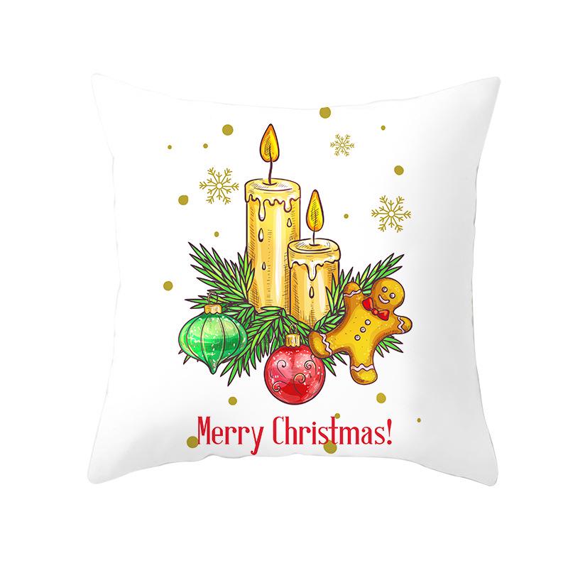 Christmas Peach Skin Pillow Cover Nordic Sofa Cushion Cover Cartoon Print Pillow Cover