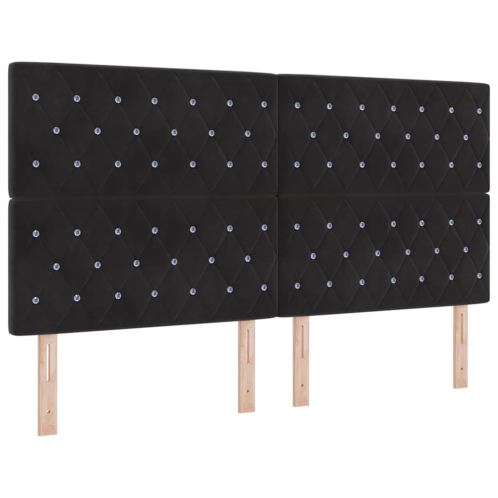 Box Spring Bed with Mattress Black 180 X 200 Cm Velvet