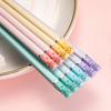 Reusable Chopsticks with Wheat Straw Handle Portable Travel Utensils for Sushi Noodles and Easy Cleaning Non-Slip Metal Design
