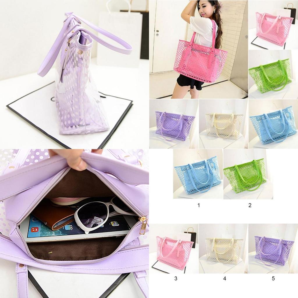 Premium Quality 2pcs/set Womens Clear Transparent Shoulder Bags For Fashion Enthusiasts