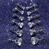 Stainless Steel Zircon Earrings: Set of 6 Simple Designs