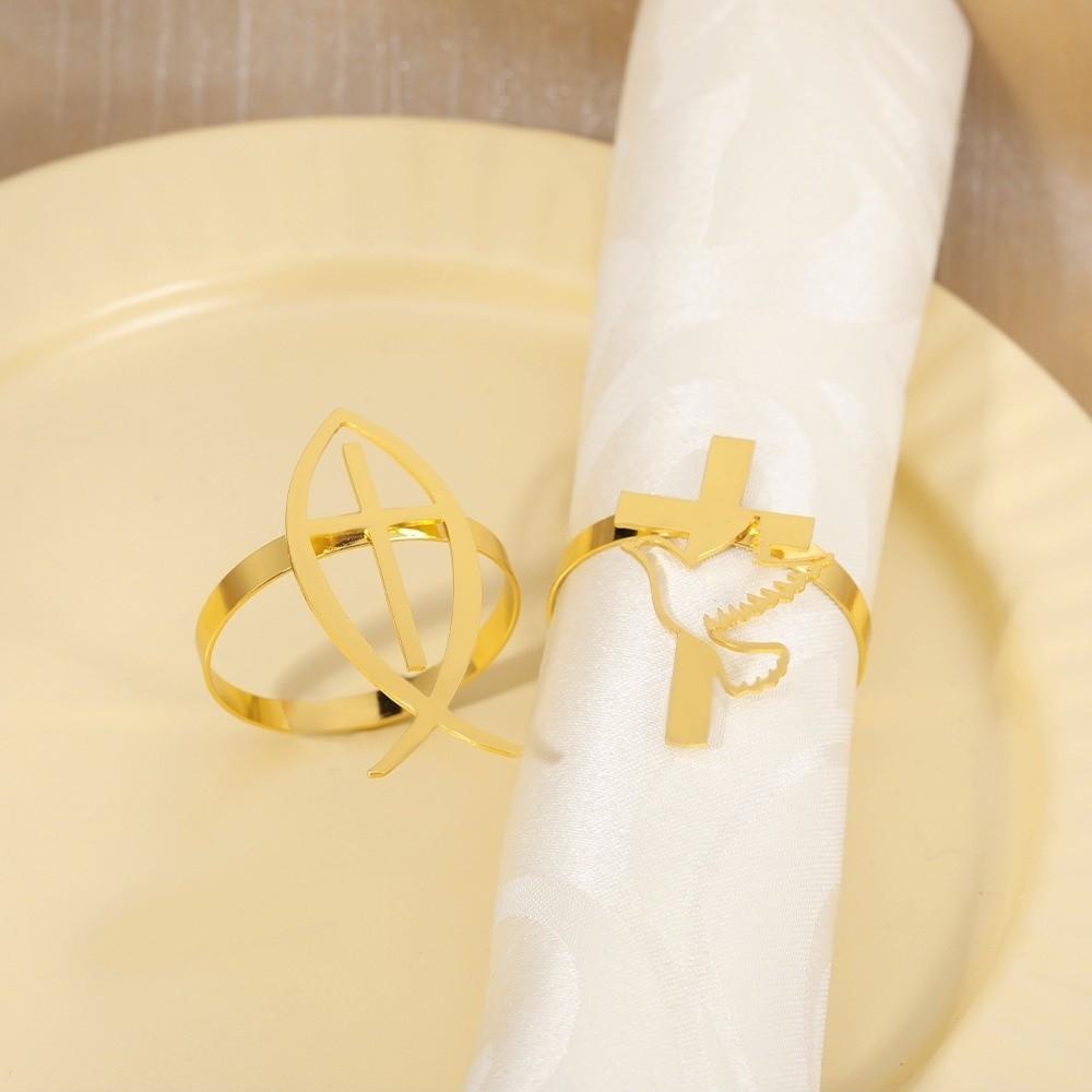 4PCS Iron Cross Napkin Rings Vintage Table Napkin Holder Dining Table Napkin Buckle  Banquet Dinner