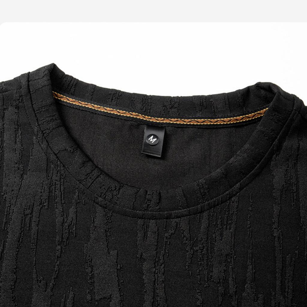 Men's Short Sleeve Crew Neck Knit T Shirt with Subtle Pattern Lightweight Breathable Casual Fit Top for Daily Wear