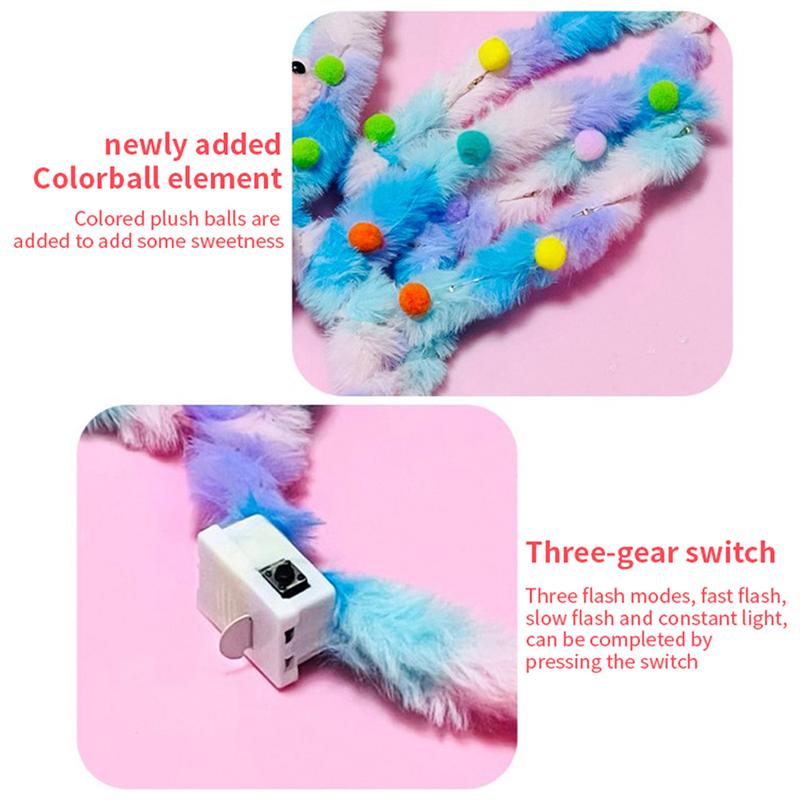 1Pc  Plush Glow Glow Ball Rabbit Hair Band Party Plush Glow Headwear