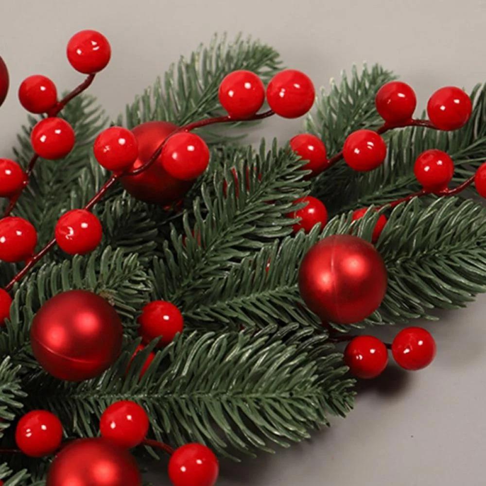 Vorgeleuchteter Weihnachtskranz mit Schleife Rote Beeren für Briefkasten, Haustür, Fenster, Außentreppen Dekoration(2ER-PACK)