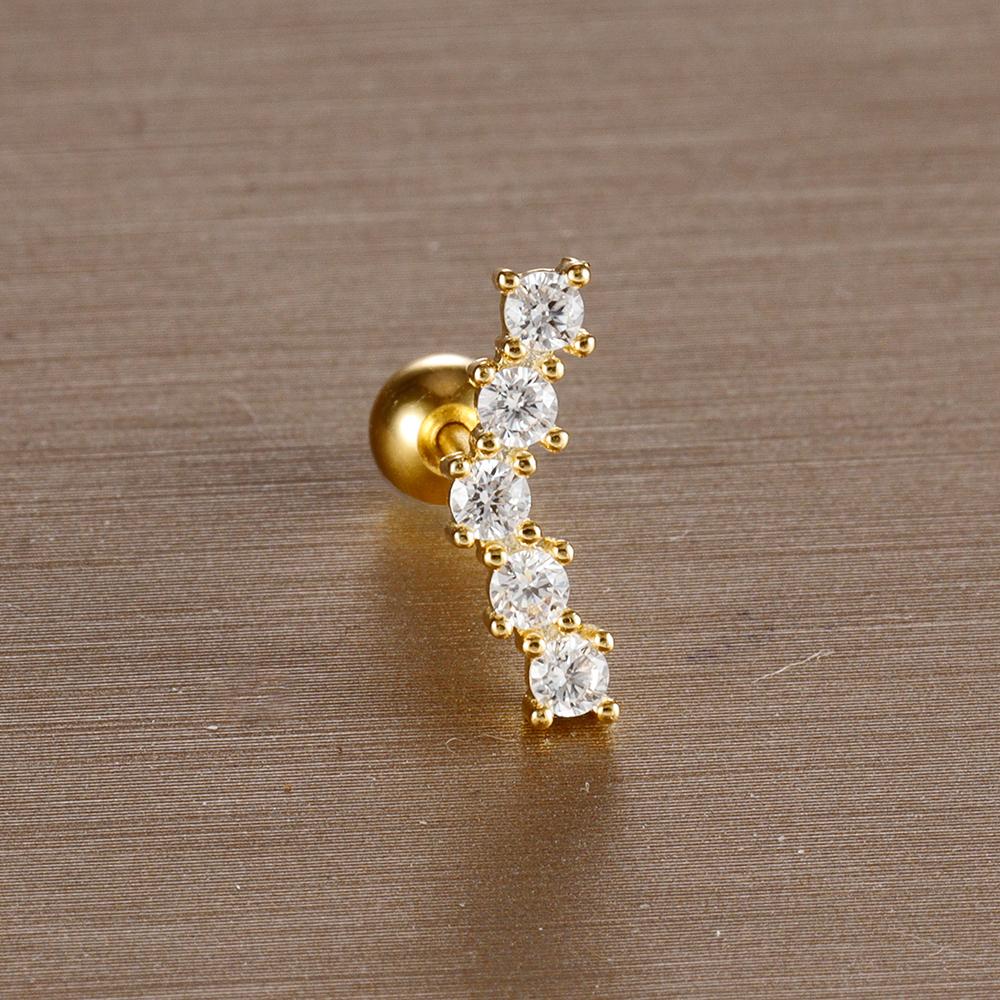 1PC 6 Styles Stainless Steel Mini Zircon Cartilage Piercing Stud Earring For Women Helix Tragus Piercing Women's Body Jewelry