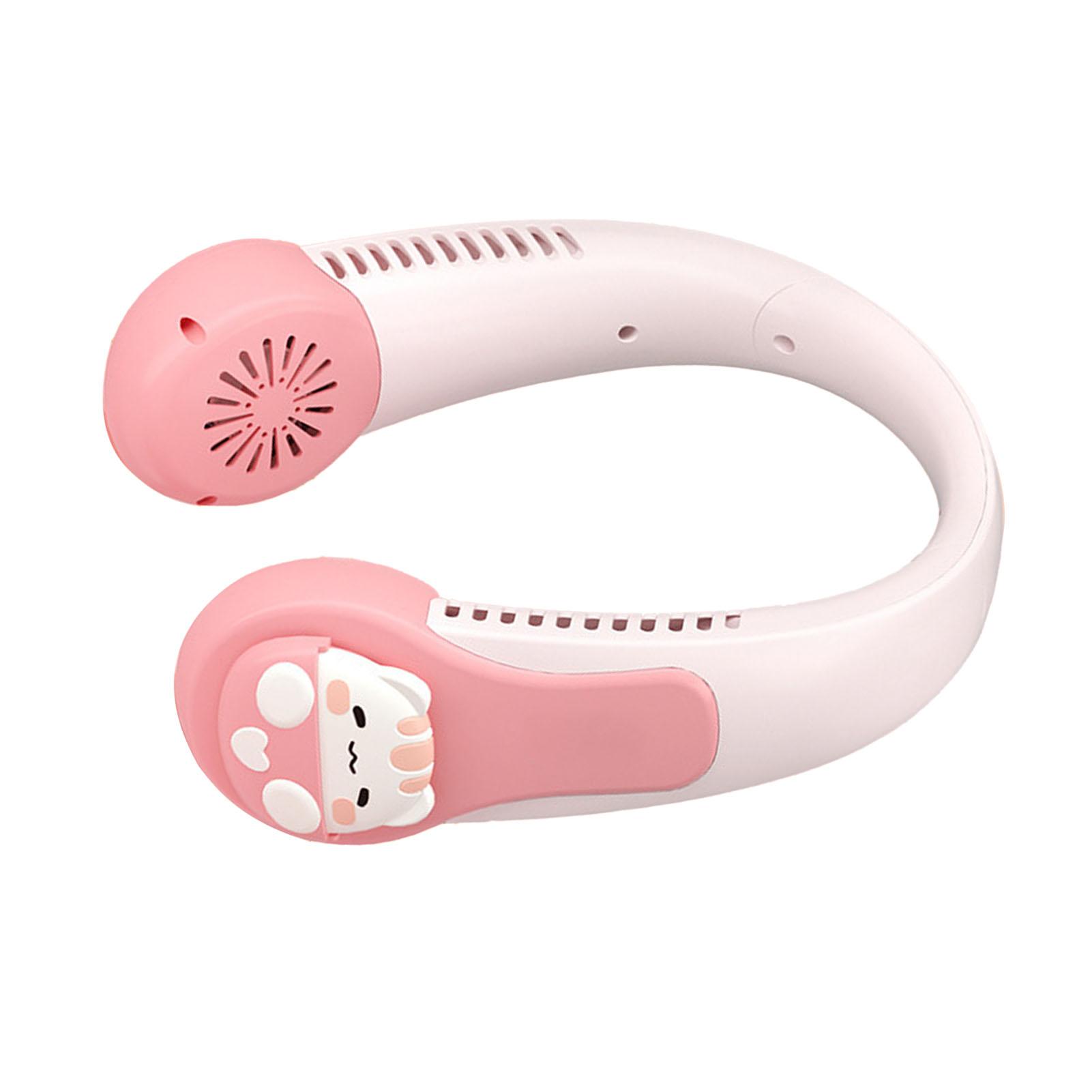 

Neck Fan Cartoon Cooling Fan Portable USB Rechargeable Quiet Operation Anti Twist AC Fan with Built in Battery for Kids