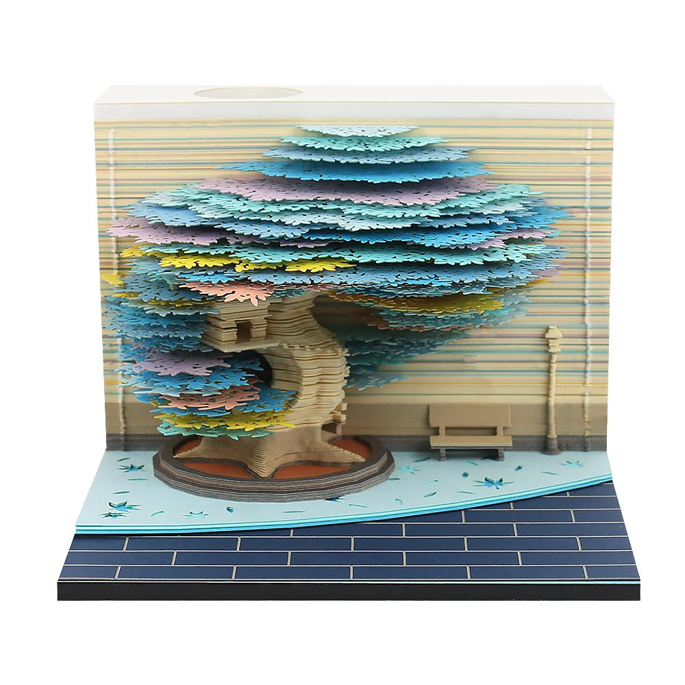 Kreative Dekoration Papierhandwerk Vier Jahreszeiten Baum 3D Notizblock Papiergravur Landschaft Benutzerdefinierter Notizblock Haftnotiz für Papiergeschenk