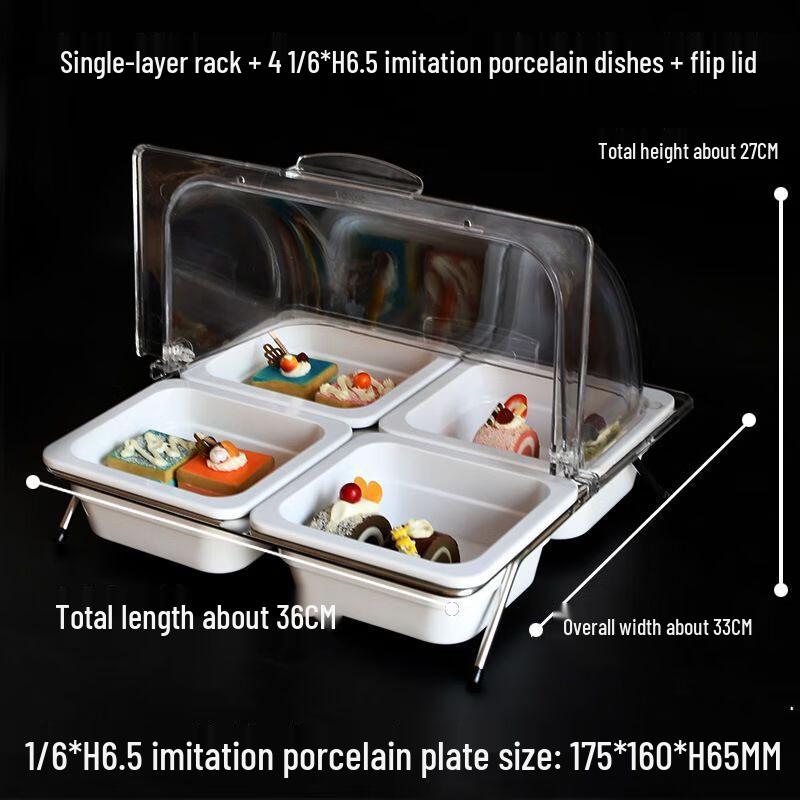Nierxin Multi-compartment Melamine Buffet Display Plate with Dust Cover