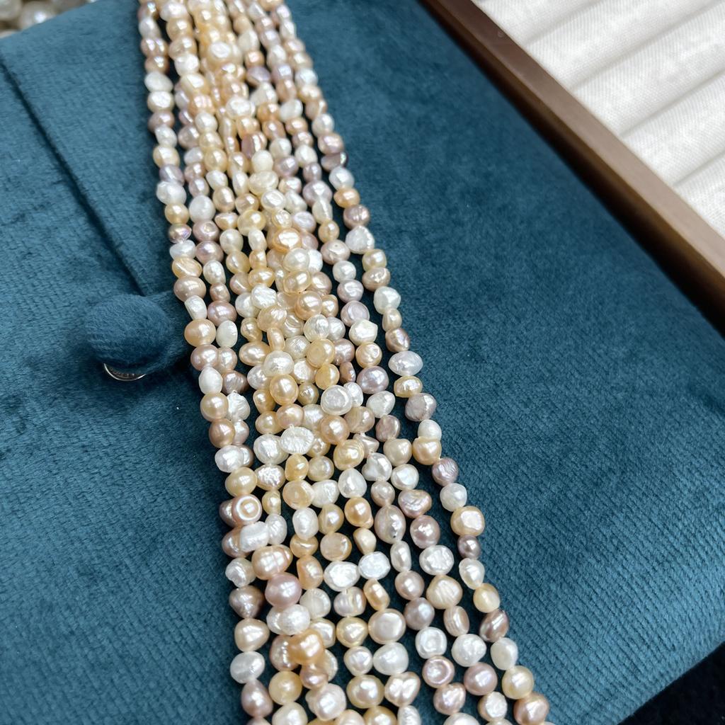 1Strand Natural Multi-color Baroque Freshwater Pearl Strand 36cm 4-5mm Irregular Loose Pearls for DIY Jewelry Making Bracelet Necklace Crafts Supplies