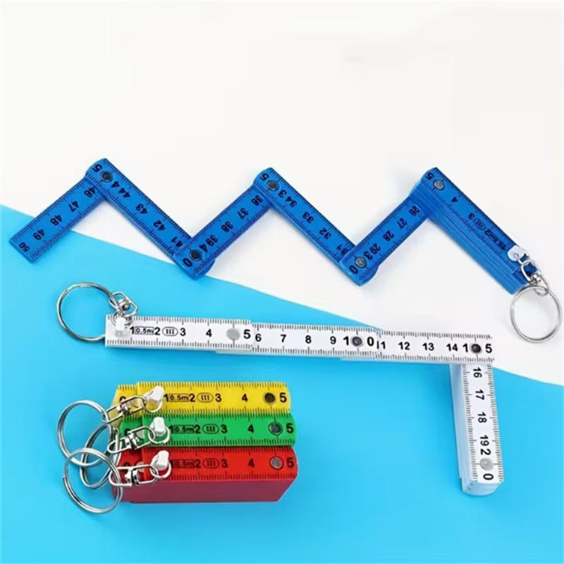 10 Segment Keychain Plastic Folding Ruler Portable Pocket Measuring Tool with Inch and Centimeter Scale for DIY Handyman