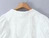2025 Autumn Women's White Mesh Shirt with Doll Collar & Lace Puff Sleeves