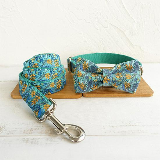 MUTTCO Dog Collar & Bowtie Set with Leash and Harness, Zinc Alloy Buckle UDC-066 XS