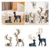 2 Pieces Reindeer Figurines Retro Sitting Standing Deer Statues Deer Statue for Living Room Bedroom Office Cabinet Decor