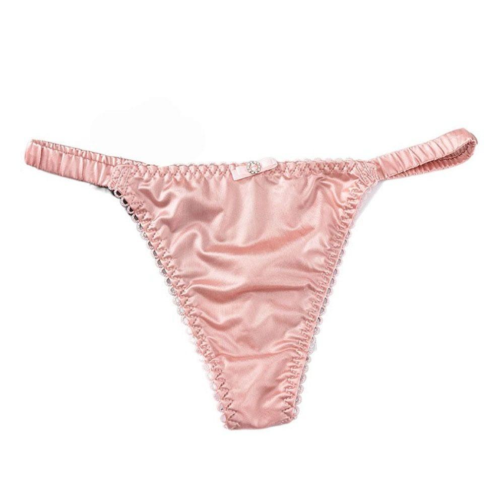 Effen Dunne Riem Dames Tanga Vrouwen Lingerie Satijnen Slipje Strik Panty Zacht Comfort Voor Meisje Lage Taille Onderbroek 1pc white