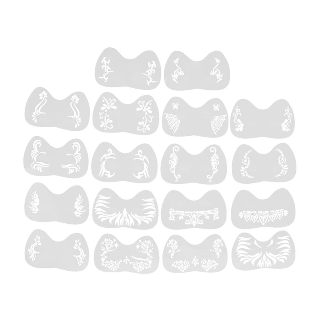 18pcs Face Paint Stencils Reusable Washable Face Body Painting Templates for Party Holiday