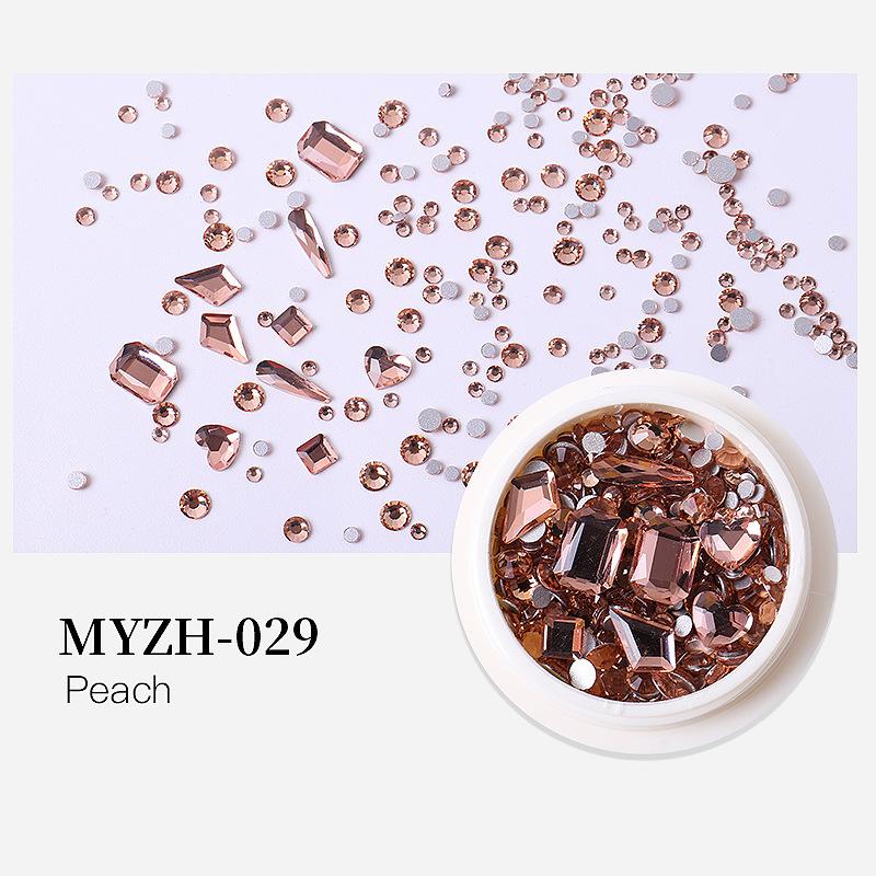 Round Box Nail Art Jewelry Glass Round Diamond Special-Shaped Diamond Flat Bottom Diamond Nail Art Diamond Jewelry Mixed