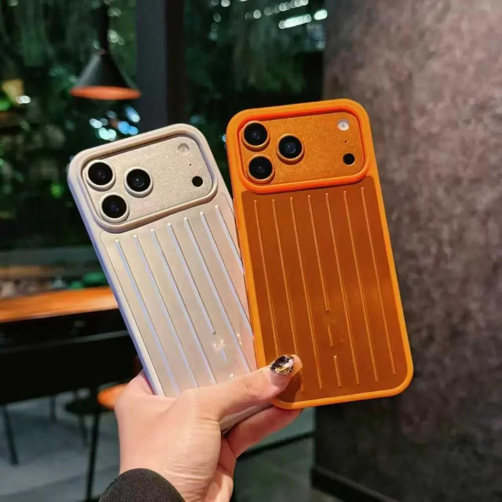 Luxury 3D Corrugated Stripe Stylish Business Luggage Smooth-Touch Case Phone Case for IPhone 17 Pro Max 16 15 14 for Rimowa Shockproof Bumper Cover