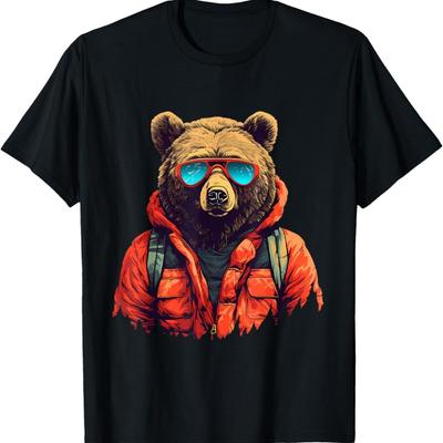 Bear Sunglass Wildlife Animal Art Nature Forest T-Shirt