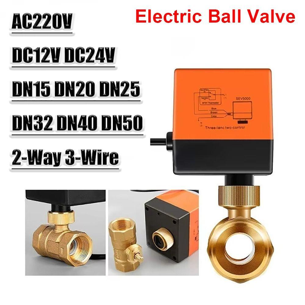 1Pcs 2-Way Solenoid Valve Three-Wire Two-control Brass Valve Actuator Durable Electric Ball Valve