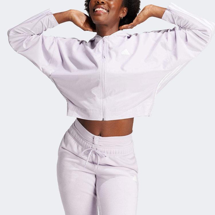 Adidas Dance Three-Stripe Colorblock Hooded Jacket Women Jacket Purple IS0891