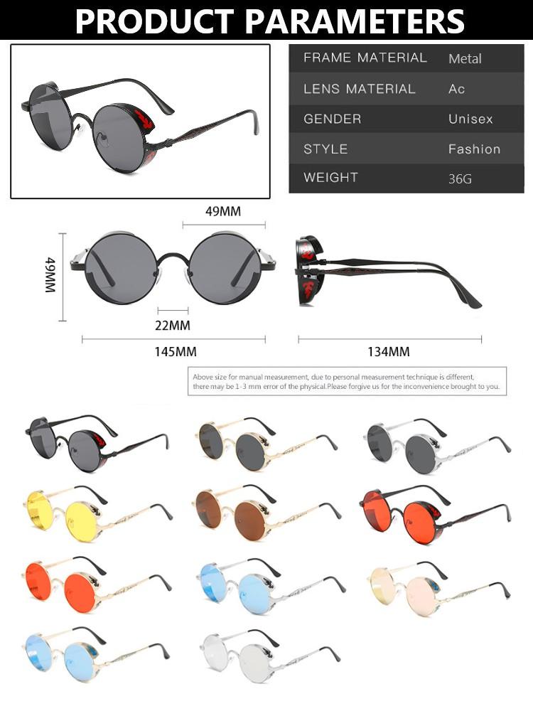 Vintage Steampunk Sunglasses Gothic Men Women Retro Round Glasses Luxury Design Metal Mirror Circle Sun Glasses Masculino