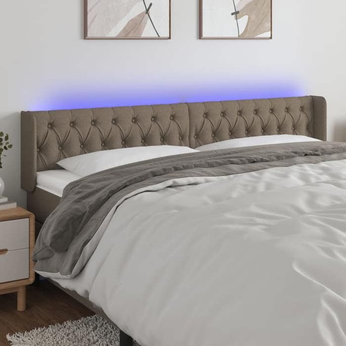 VidaXL Tête de Lit à LED Meuble de Chambre à Coucher Accessoire de Lit Double Tête de Cadre de Lit Intérieur Taupe 3123590