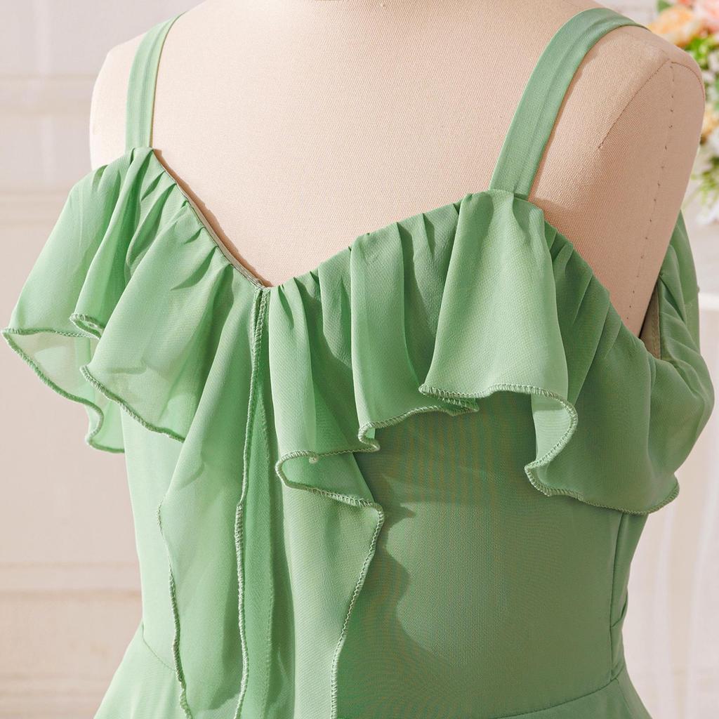 Elegantes Chiffon-Abendkleid mit Spaghettiträgern für Kinder