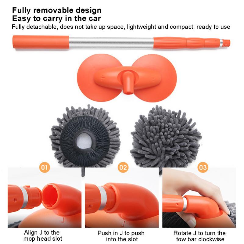 Car Wash Mop Brush With Long Handle Scratch-Free 2 Heads Car Cleaning Brushes For RV/Car Detailing Car Wash Care